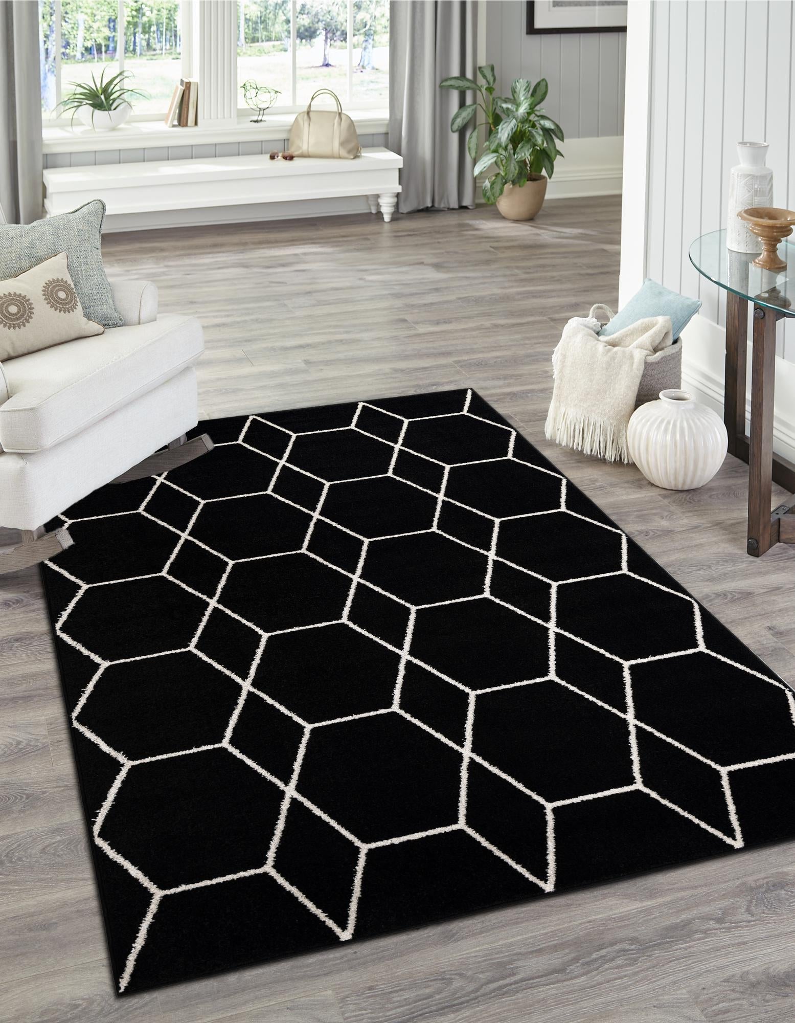 Trellis Mosaic Collection Area Rug - Arborville (Black)