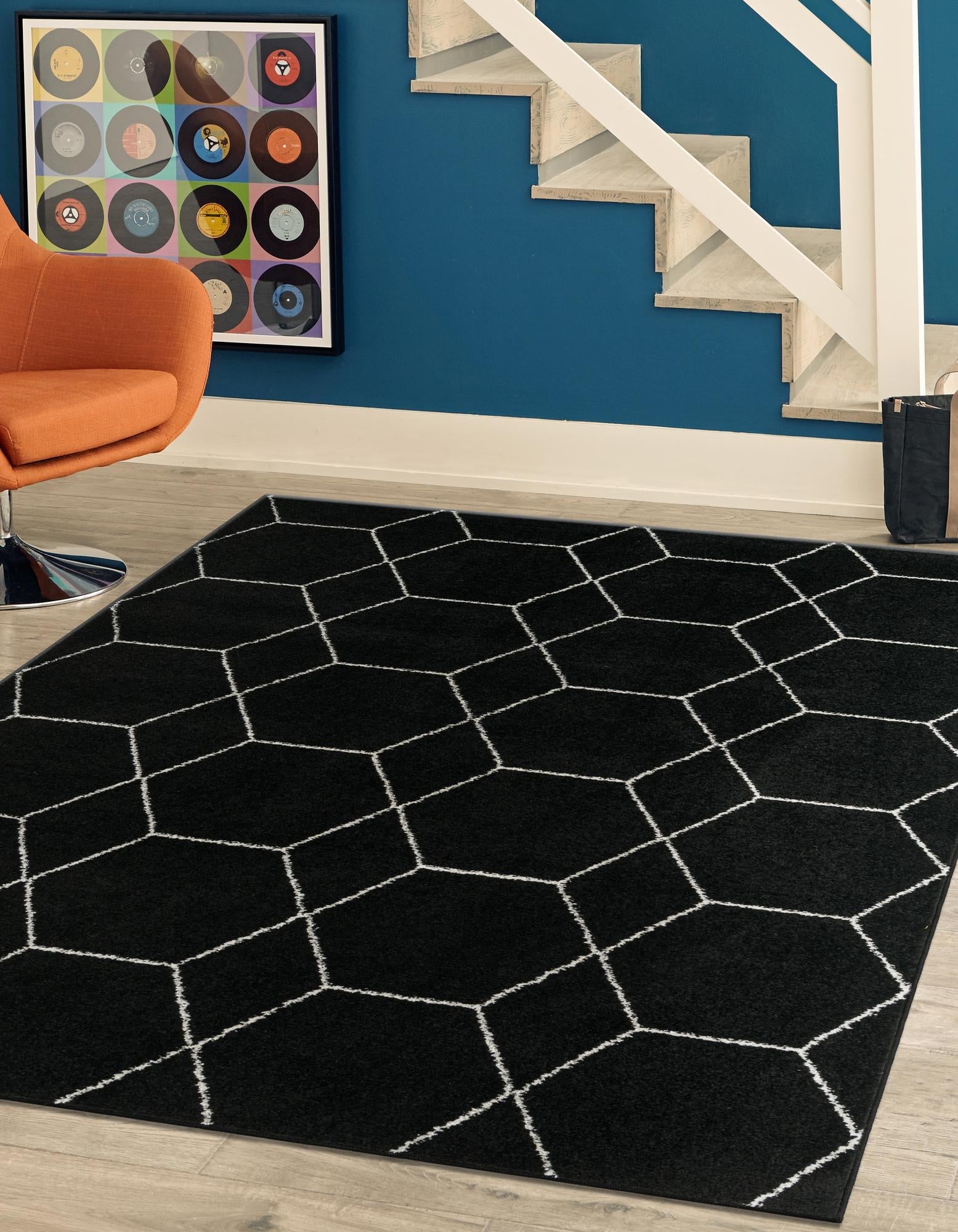 Trellis Mosaic Collection Area Rug - Arborville (Black)