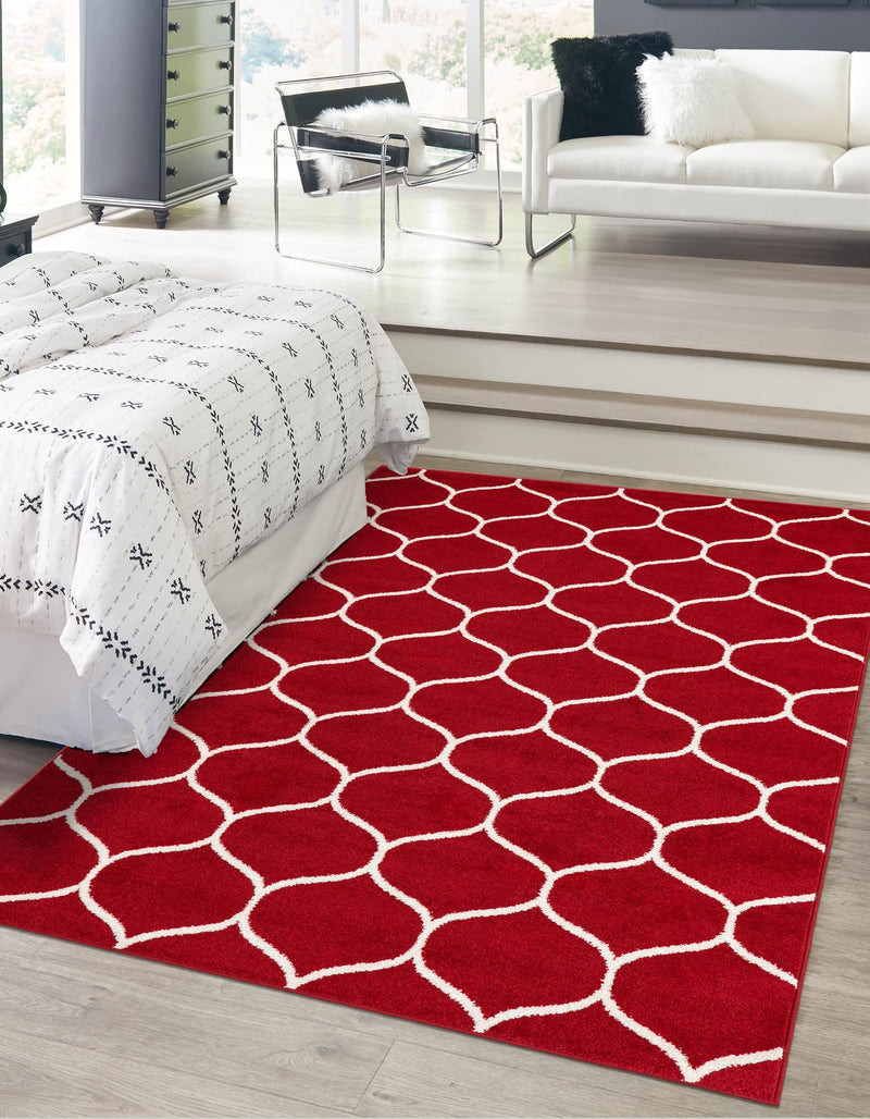 Lattice Garden Collection Area Rug -  Pergolatown (Red) Rectangle Red  lifestyle 0