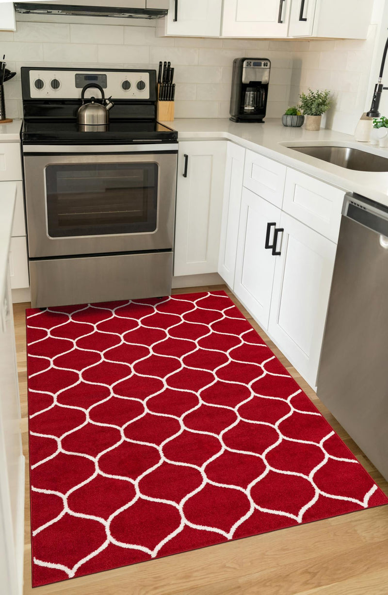 Lattice Garden Collection Area Rug -  Pergolatown (Red) Rectangle Red  lifestyle 7