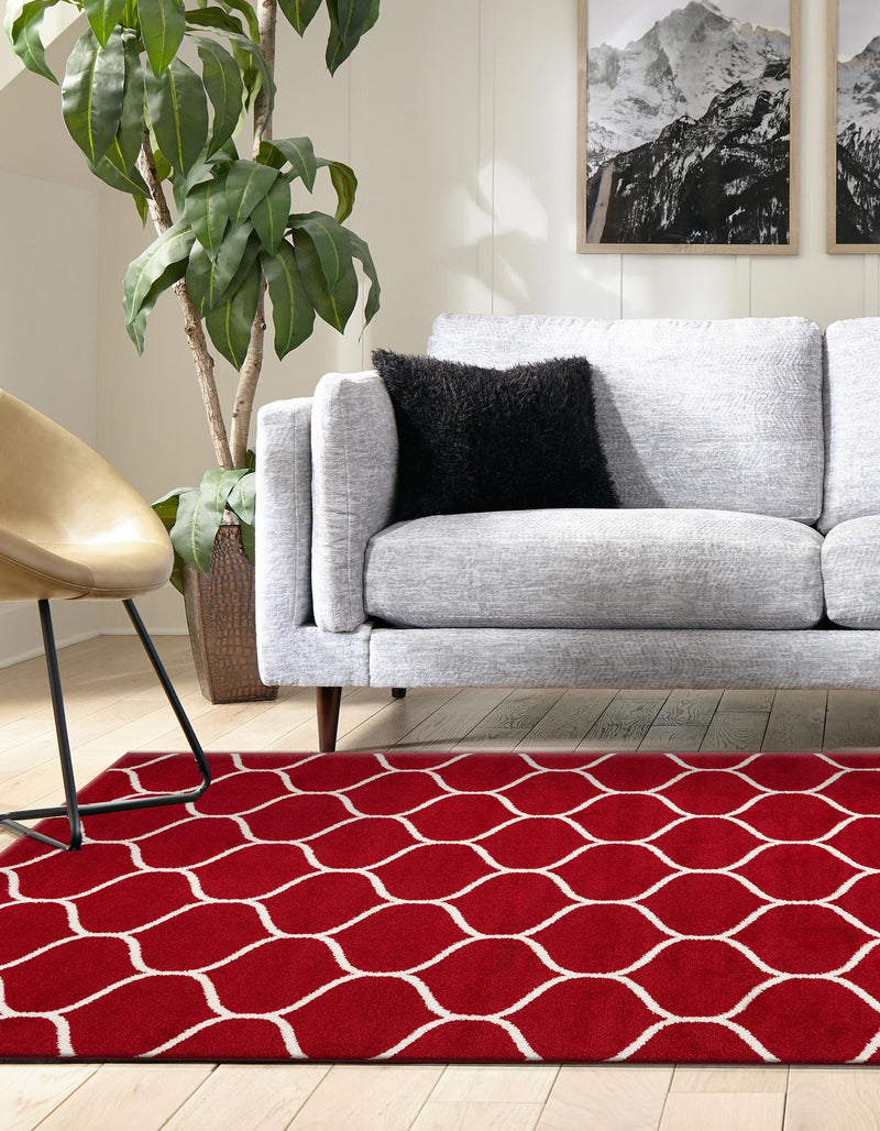 Lattice Garden Collection Area Rug -  Pergolatown (Red) Rectangle Red  lifestyle 19