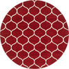 Lattice Garden Collection Area Rug -  Pergolatown (Red) Round Red Main