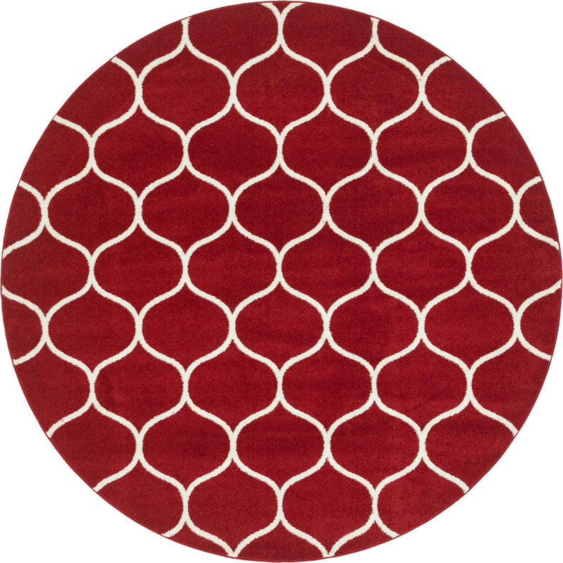 Lattice Garden Collection Area Rug -  Pergolatown (Red) Round Red Main