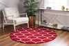 Lattice Garden Collection Area Rug -  Pergolatown (Red) Round Red  lifestyle 3