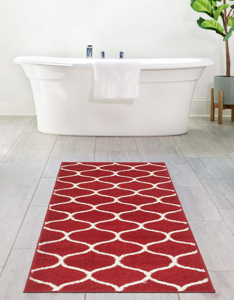 Lattice Garden Collection Area Rug -  Pergolatown (Red) Runner Red  lifestyle 5