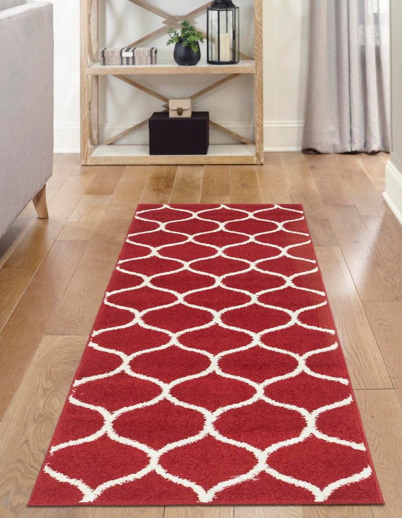 Lattice Garden Collection Area Rug -  Pergolatown (Red) Runner Red  lifestyle 19