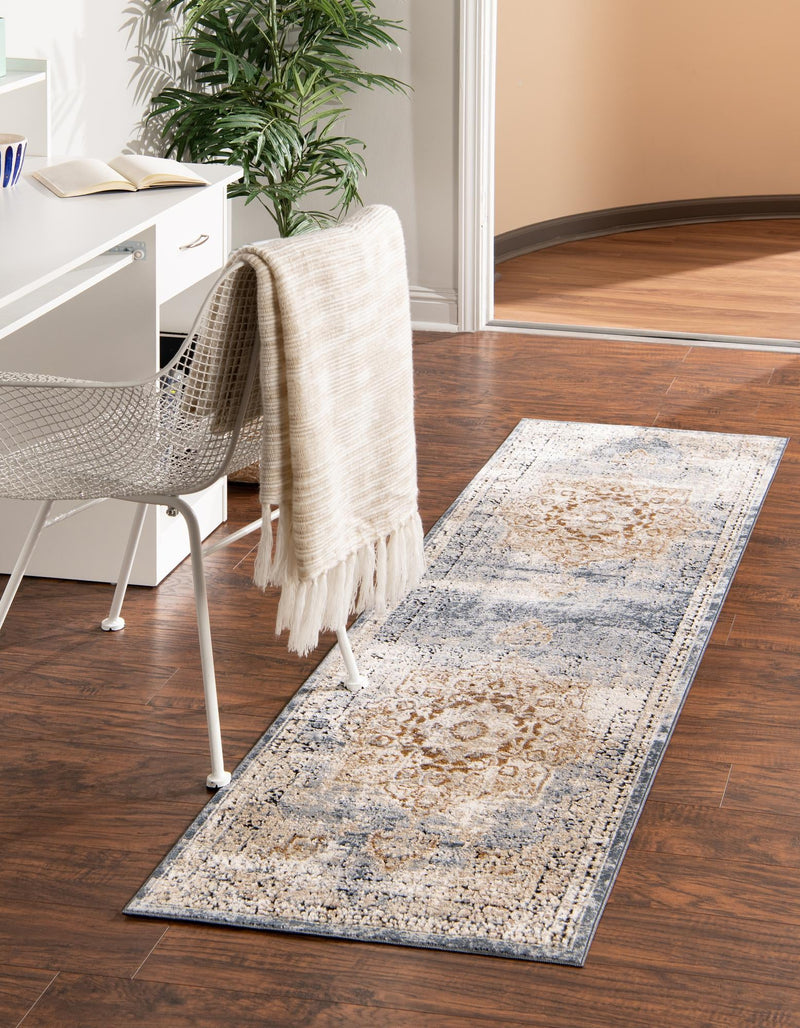 Coastal Manor Collection Area Rug -  Pelican Runner Slate Blue  lifestyle 82