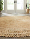 Woven Seaside Jute Collection Area Rug - Seaside Round Natural  lifestyle 5