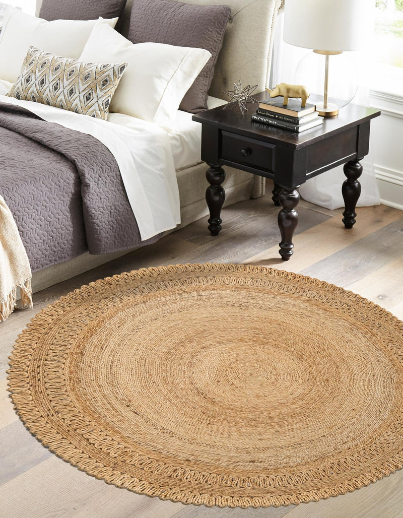 Woven Seaside Jute Collection Area Rug - Seaside Round Natural  lifestyle 8