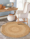 Woven Seaside Jute Collection Area Rug - Seaside Round Natural  lifestyle 11