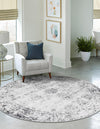 Riviera Elegance Collection Area Rug - Antibes (Gray) Round Gray  lifestyle 5