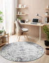 Riviera Elegance Collection Area Rug - Antibes (Gray) Round Gray  lifestyle 36