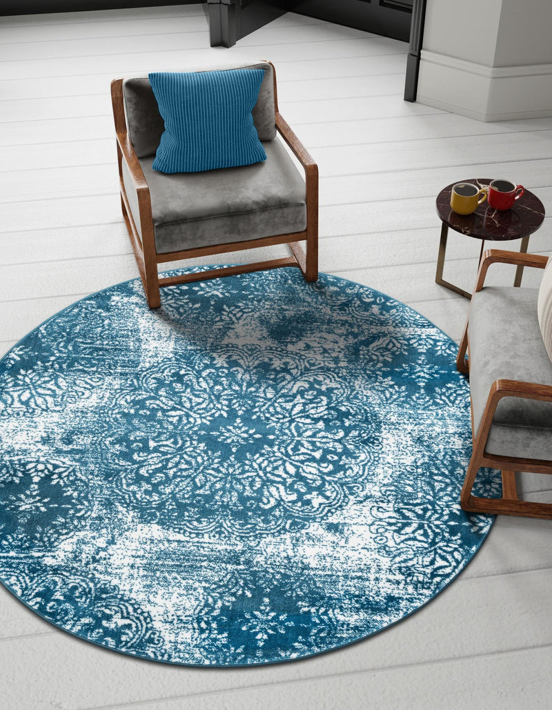 Riviera Elegance Collection Area Rug -  Monaco (Blue) Round Blue  lifestyle 5