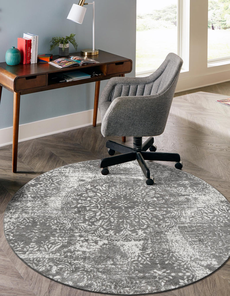 Riviera Elegance Collection Area Rug -  Monaco (Gray) Round Gray  lifestyle 14