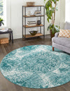 Riviera Elegance Collection Area Rug -  Monaco (Turquoise) Round Turquoise  lifestyle 0