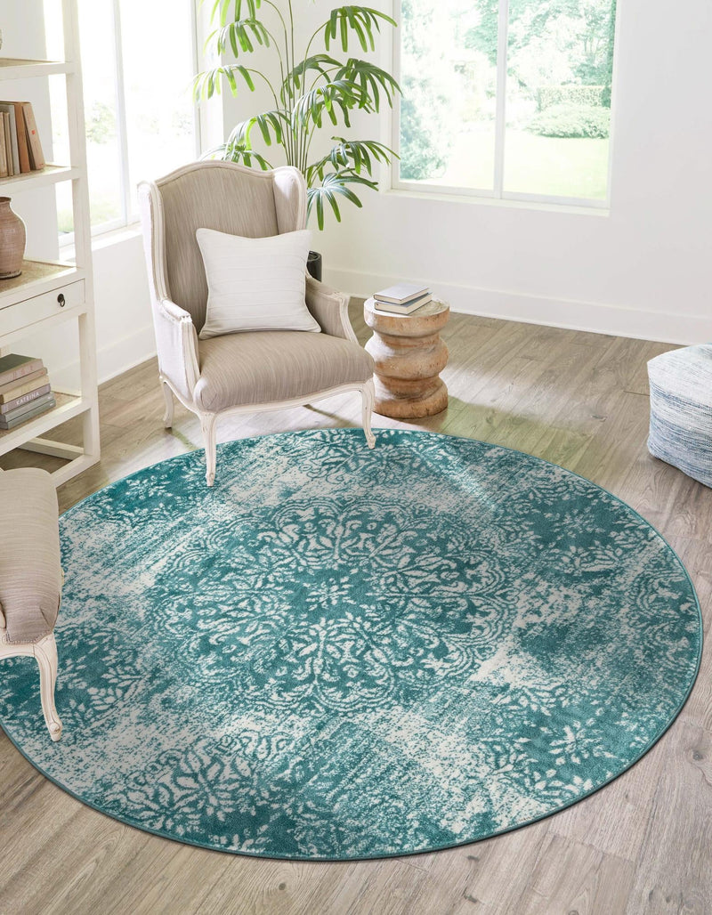 Riviera Elegance Collection Area Rug -  Monaco (Turquoise) Round Turquoise  lifestyle 3