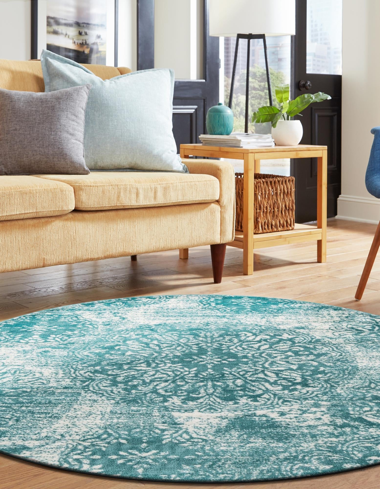 Riviera Elegance Collection Area Rug -  Monaco (Turquoise)