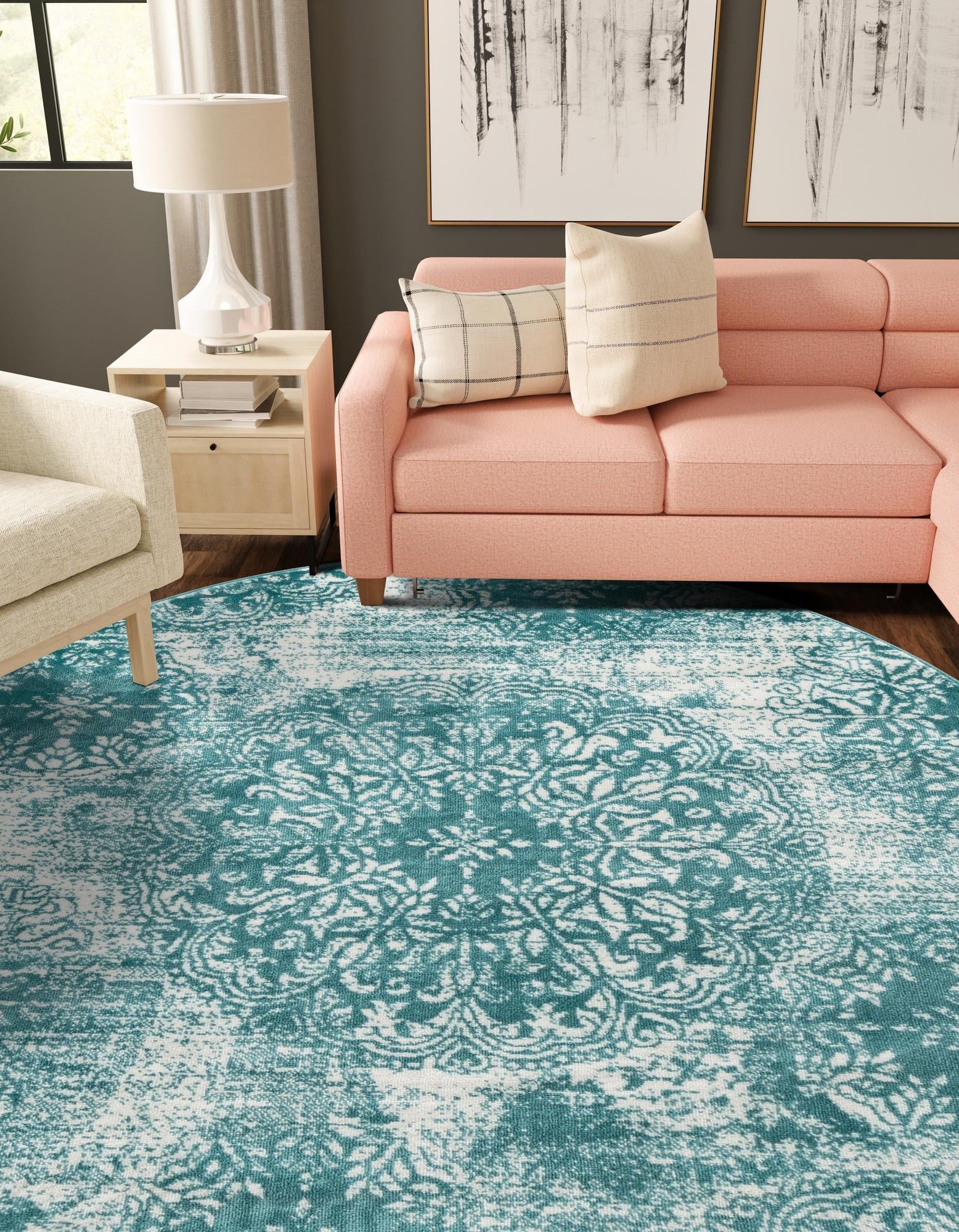 Riviera Elegance Collection Area Rug -  Monaco (Turquoise)