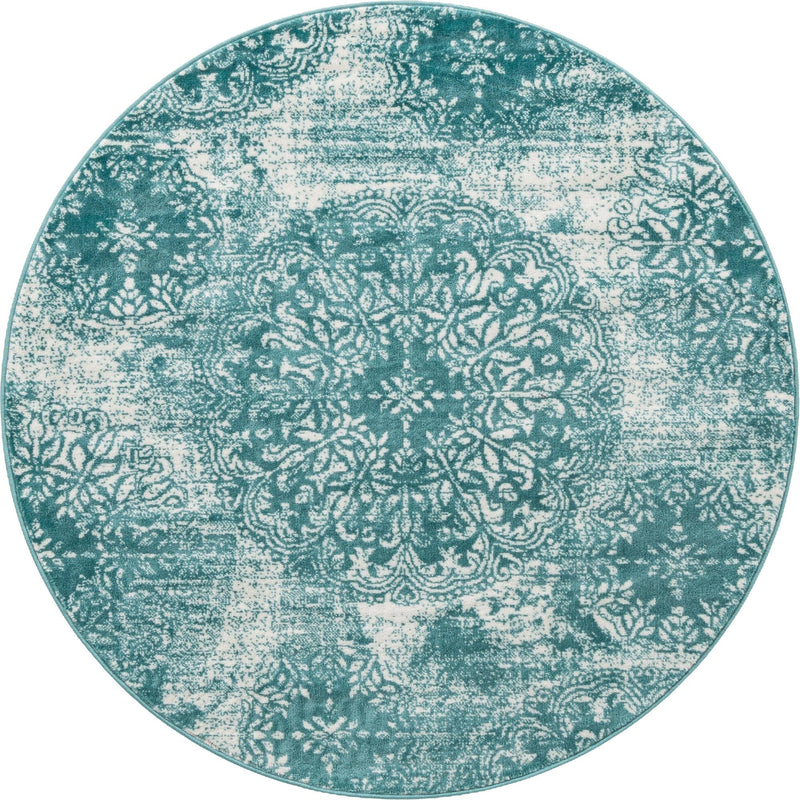 Riviera Elegance Collection Area Rug -  Monaco (Turquoise) Round Turquoise Main