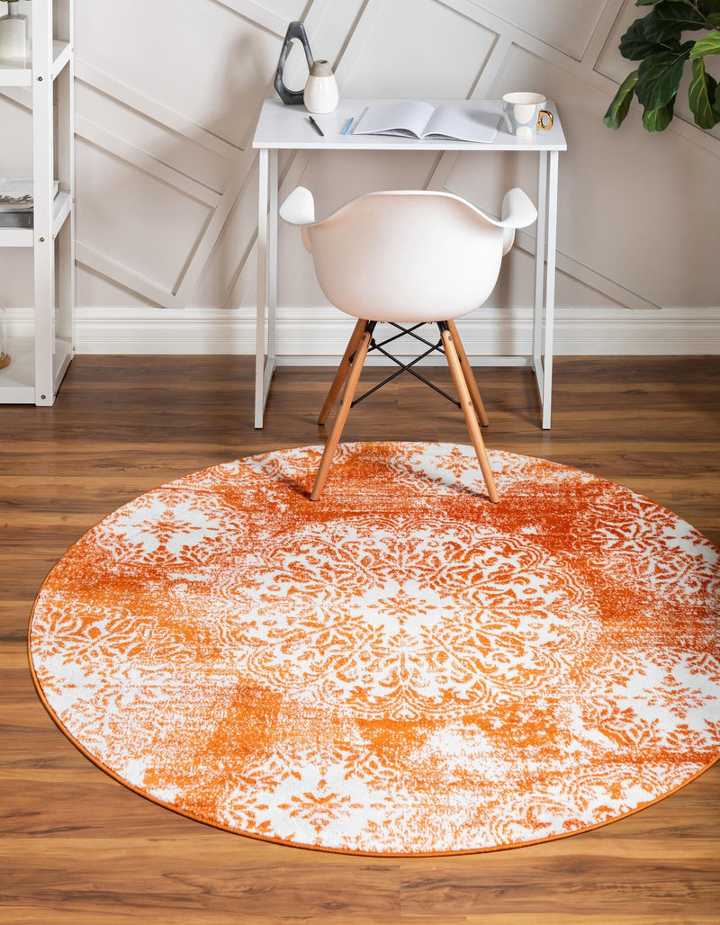 Riviera Elegance Collection Area Rug -  Monaco (Orange) Round Orange  lifestyle 0