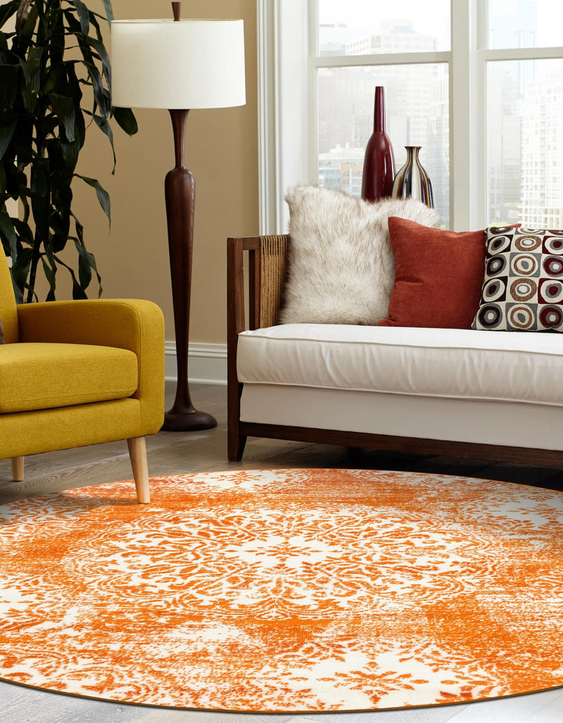 Riviera Elegance Collection Area Rug -  Monaco (Orange) Round Orange  lifestyle 24