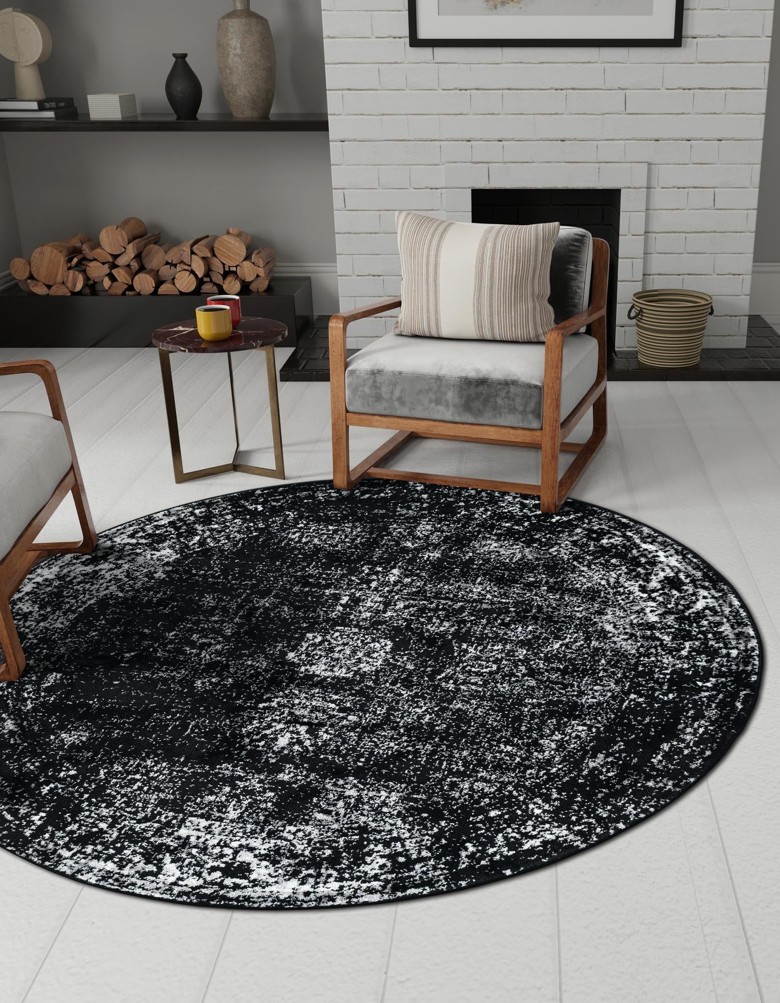 Riviera Elegance Collection Area Rug - Antibes (Black)