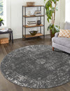 Riviera Elegance Collection Area Rug - Antibes (Dark Gray) Round Dark Gray  lifestyle 0