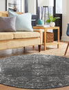 Riviera Elegance Collection Area Rug - Antibes (Dark Gray) Round Dark Gray  lifestyle 7