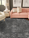 Riviera Elegance Collection Area Rug - Antibes (Dark Gray) Round Dark Gray  lifestyle 10