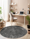 Riviera Elegance Collection Area Rug - Antibes (Dark Gray) Round Dark Gray  lifestyle 30