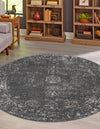 Riviera Elegance Collection Area Rug - Antibes (Dark Gray) Round Dark Gray  lifestyle 35