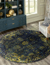 Riviera Elegance Collection Area Rug - Antibes (Navy Blue) Round Navy Blue  lifestyle 0