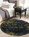 Riviera Elegance Collection Area Rug - Antibes (Navy Blue) Round Navy Blue  lifestyle 6