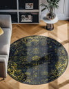 Riviera Elegance Collection Area Rug - Antibes (Navy Blue) Round Navy Blue  lifestyle 10