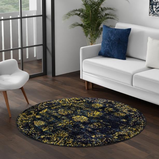 Riviera Elegance Collection Area Rug - Antibes (Navy Blue)