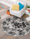 Riviera Elegance Collection Area Rug -  Menton (Black) Round Black  lifestyle 9