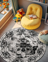 Riviera Elegance Collection Area Rug -  Menton (Black) Round Black  lifestyle 14