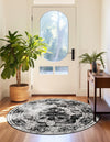 Riviera Elegance Collection Area Rug -  Menton (Black) Round Black  lifestyle 17