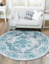 Riviera Elegance Collection Area Rug -  Menton (Turquoise) Round Turquoise  lifestyle 0