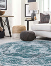 Riviera Elegance Collection Area Rug -  Menton (Turquoise) Round Turquoise  lifestyle 3