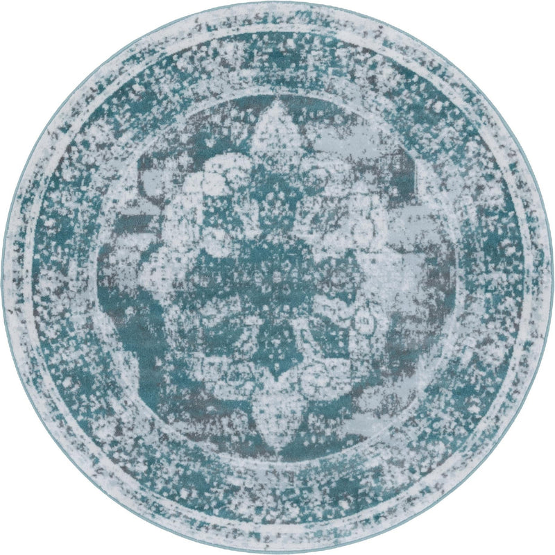 Riviera Elegance Collection Area Rug -  Menton (Turquoise) Round Turquoise Main