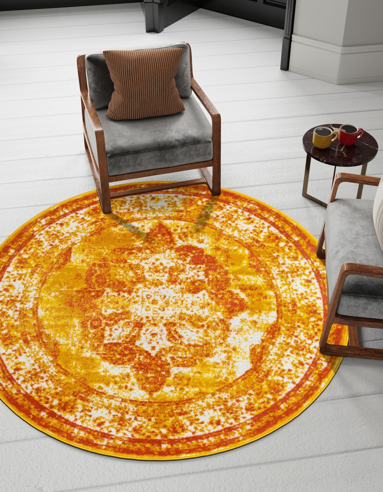 Riviera Elegance Collection Area Rug -  Menton (Orange)