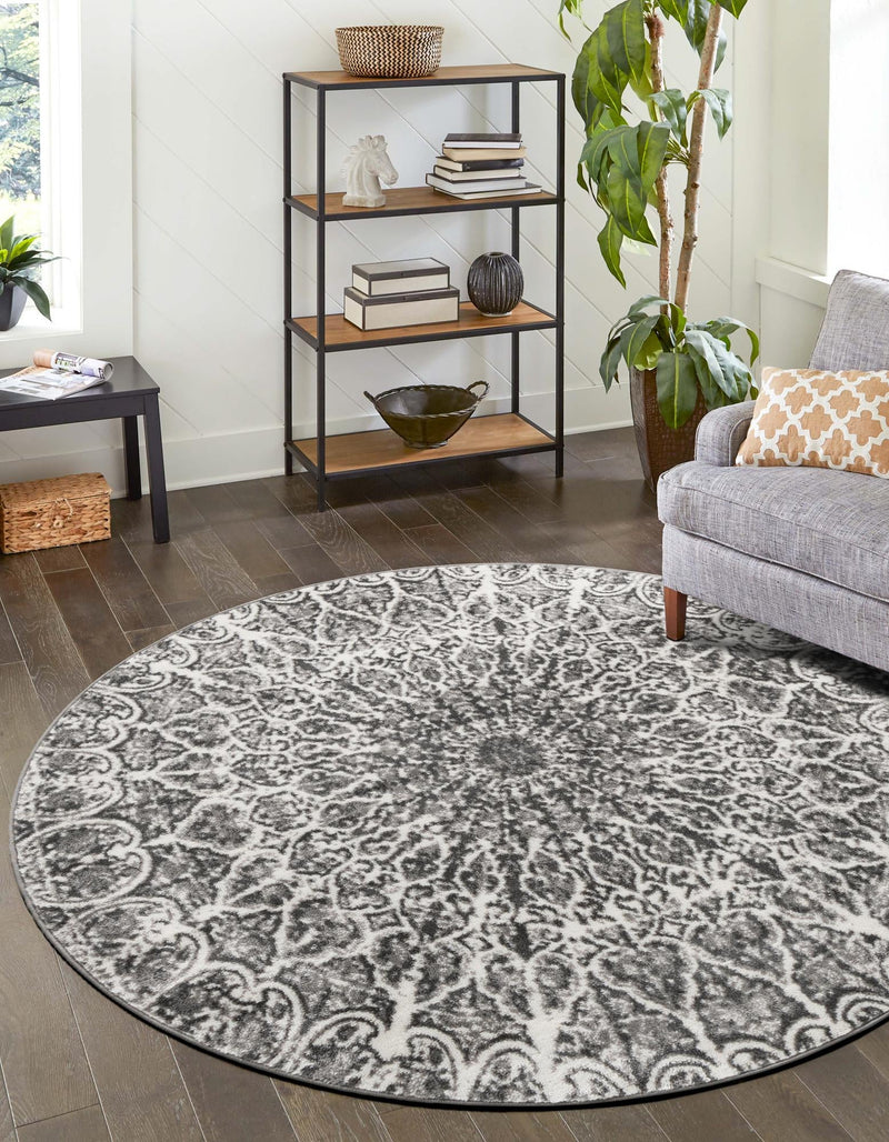 Riviera Elegance Collection Area Rug -  Eze Round Dark Gray  lifestyle 0