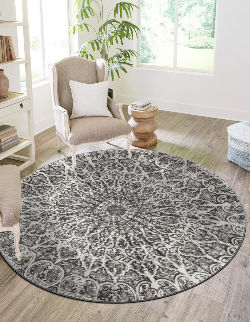 Riviera Elegance Collection Area Rug -  Eze Round Dark Gray  lifestyle 5