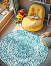 Riviera Elegance Collection Area Rug -  Eze Round Turquoise  lifestyle 123