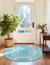 Riviera Elegance Collection Area Rug -  Eze Round Turquoise  lifestyle 135