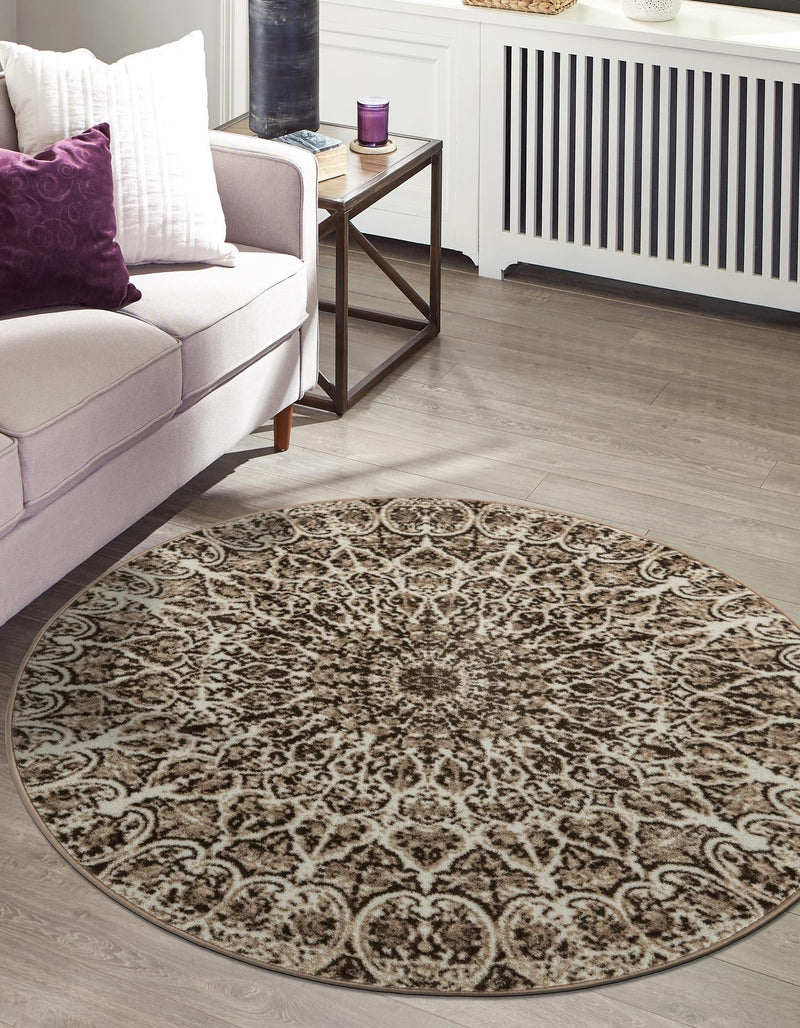 Riviera Elegance Collection Area Rug -  Eze Round Brown  lifestyle 78