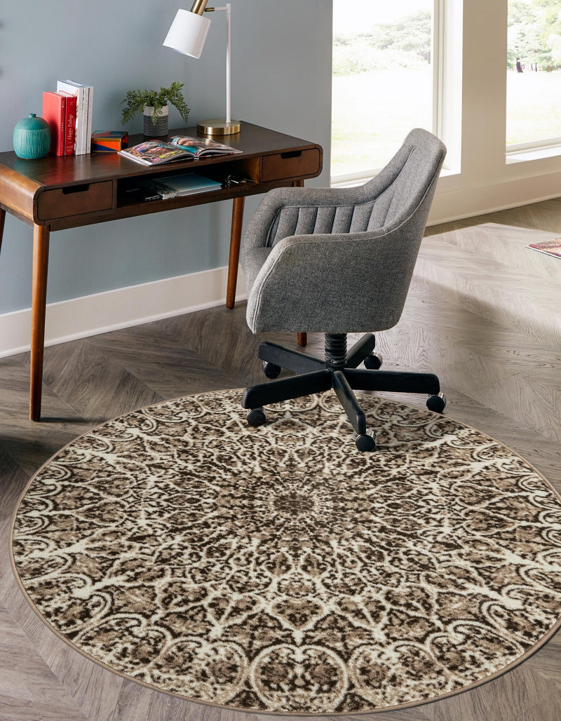 Riviera Elegance Collection Area Rug -  Eze Round Brown  lifestyle 124