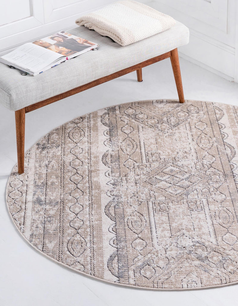 Cascade Range Collection Area Rug -  Rainier Round Ivory  lifestyle 0