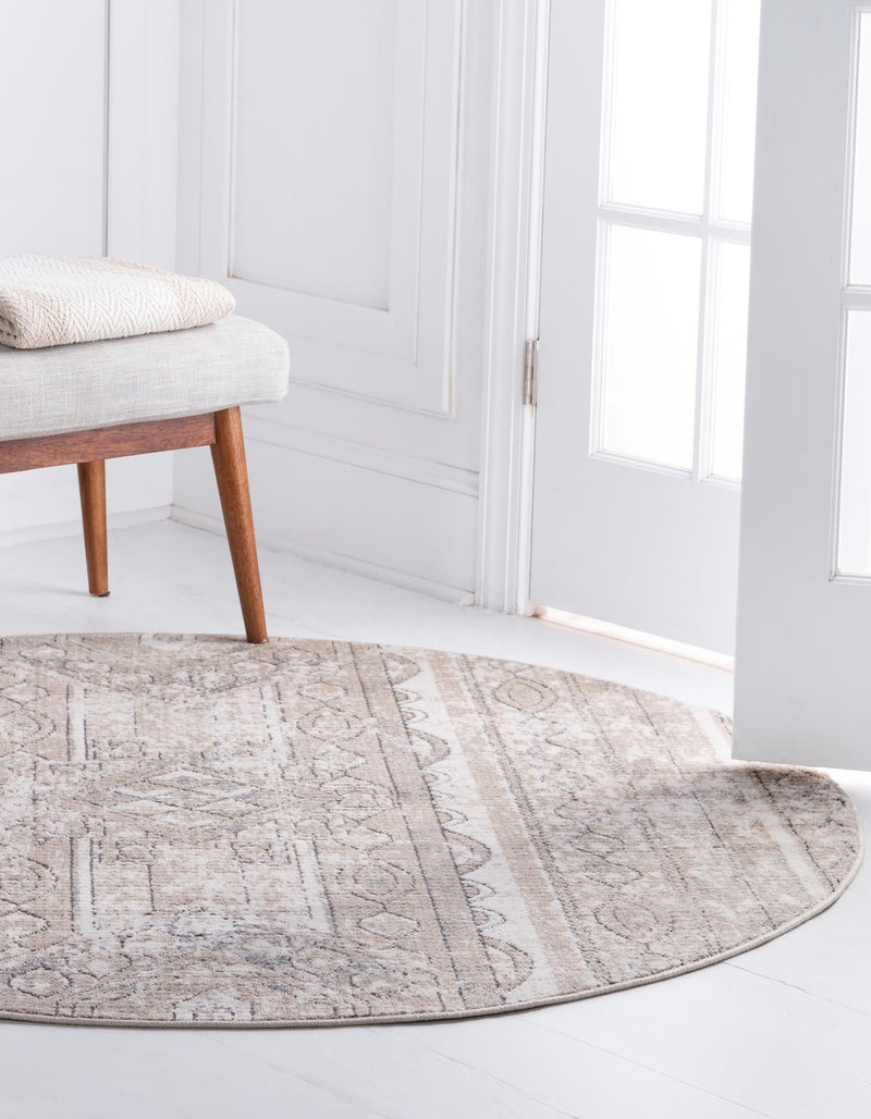 Cascade Range Collection Area Rug -  Rainier Round Ivory  lifestyle 3